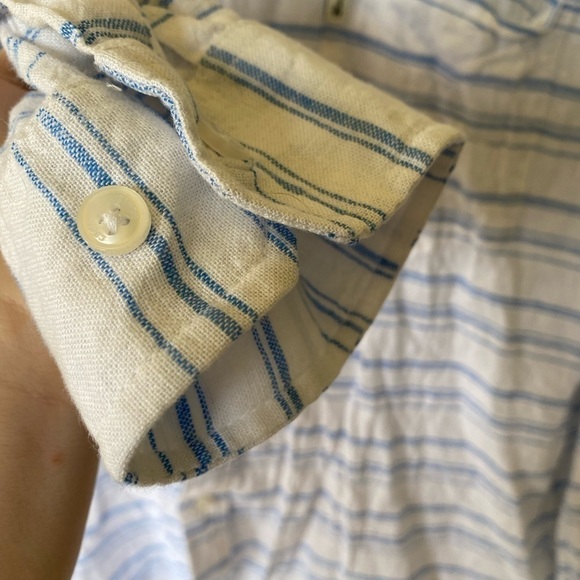 Ben Sherman men's casual blue and white coastal button down long sleeve shirt - Picture 6 of 9